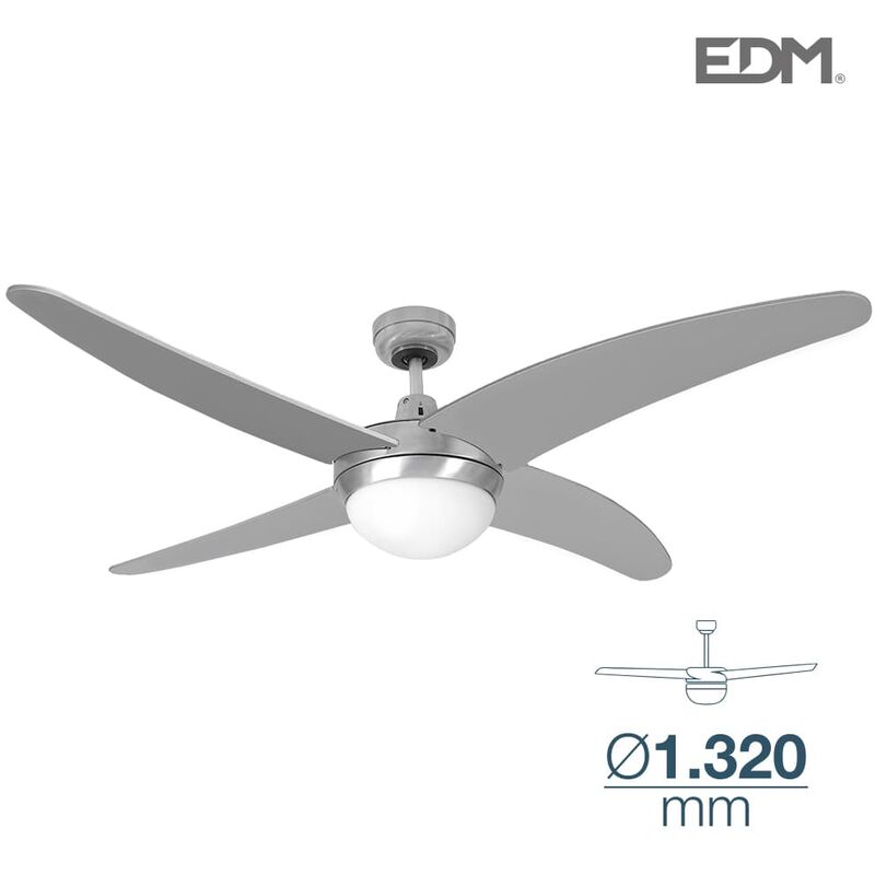 Image of EDM - Ventilatore da soffitto modello caspio argento/nichel potenza: 60w pale: ø132cm con telecomando