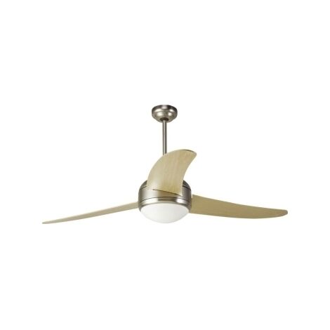 Ventilatore da soffitto con 3 pale in legno noce chiaro 1 lampada - Mod. Galileo Galilei