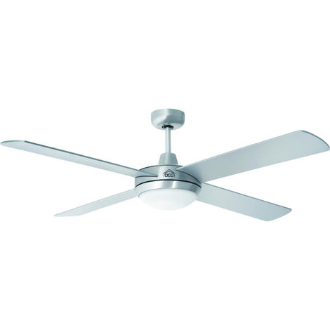 VENTILATORE DA SOFFITTO CON 4 PALE IN LEGNO CON LUCE E TELECOMANDO 60 W Ø cm. 132 Col. Silver