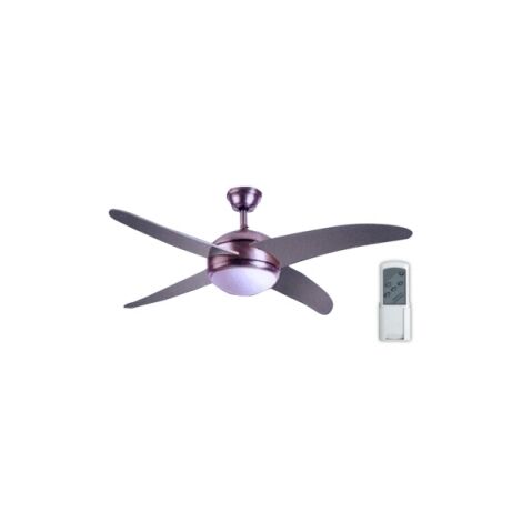 Ventilatore da soffitto con 4 pale in legno finitura Silver 1 lampada c/telecomando - Mod. Galileo Galilei