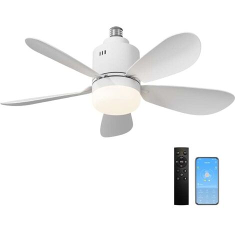 Ventilatore da soffitto con app luce e telecomando, ventilatore da soffitto LED, dimmerabile, luce integrata E27 24W 4 velocità, silenzioso, adatto al soggiorno