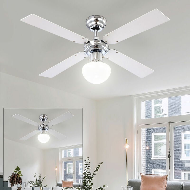 Image of Etc-shop - Ventilatore da soffitto con interruttore a tirante ventilatore estate inverno ventilatore da soffitto con illuminazione, pale reversibili