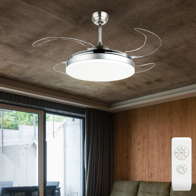 Image of Ventilatore da soffitto con illuminazione, lampada soggiorno, raffrescatore ambiente, ventilatore da soffitto con telecomando, 3 livelli, 1x led 36W