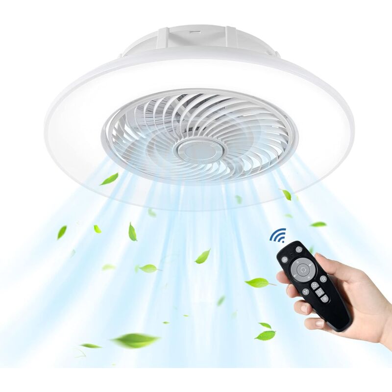 Image of Ventilatore da soffitto con illuminazione, plafoniera moderna da 36 W con ventilatore e telecomando, plafoniera LED a vento invisibile ultra