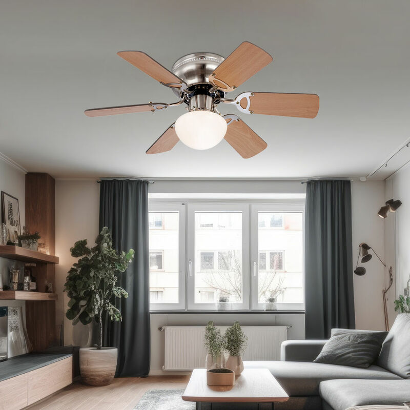 Image of Etc-shop - Ventilatore da soffitto con illuminazione, plafoniera, ventilatore soggiorno, andata/ritorno 3 livelli, pale intercambiabili faggio