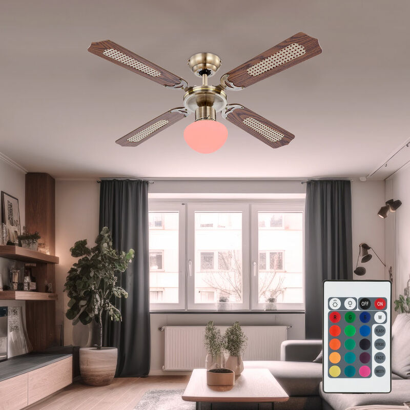 Image of Ventilatore da soffitto a LED con interruttore a tirare ventilatore lampada da soffitto telecomando ventilatore plafoniera dimmerabile,
