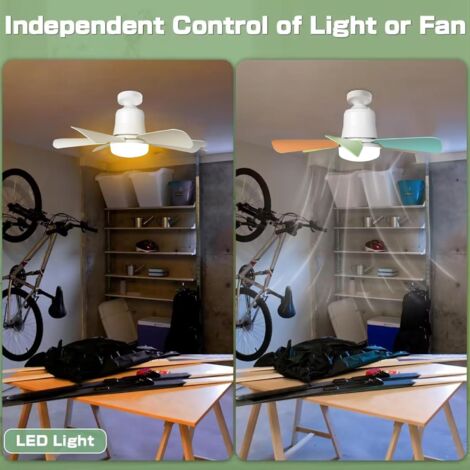 Ventilatore da soffitto con luce, lampada da soffitto da 30 W con attacco E27, ventilatore da soffitto a LED dimmerabile per camera da letto, soggiorno, 3 velocità, 6 pale (bianco 30 W)