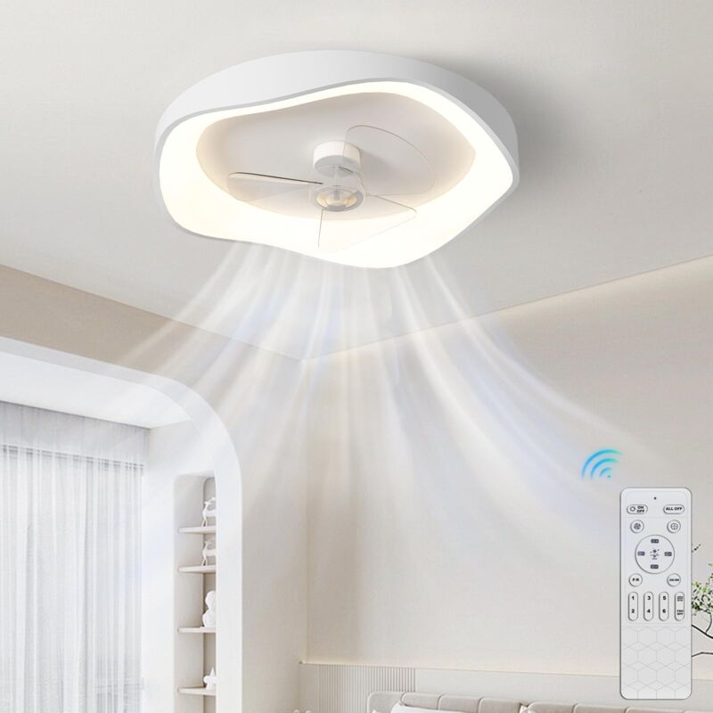 Image of Oihpaw - Ventilatore da Soffitto con Luce Moderno Lndoor led Dimmable Ventilatori da Soffitto con app e Telecomando Smart 3 Light Color Change e 6