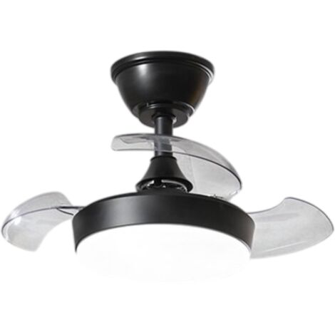 Ventilatore da Soffitto con luce Perenz 7169 B CT Nero - Ø 56 cm, 3 Pale a scomparsa, 6 Velocità, Motore DC 24W, Silenzioso