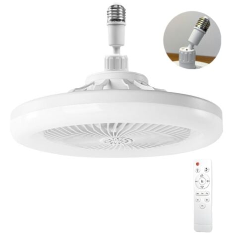 BEIJIYI Ventilatore da soffitto con luce, ventilatore da soffitto con telecomando, ventilatore da soffitto silenzioso, luce da soffitto a LED dimmerabile E27, 3 velocità, timer (bianco)