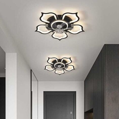 Ventilatore da soffitto con luci, ventilatore da soffitto LED dimmerabile con telecomando e app, 6 velocità del vento, 65 cm
