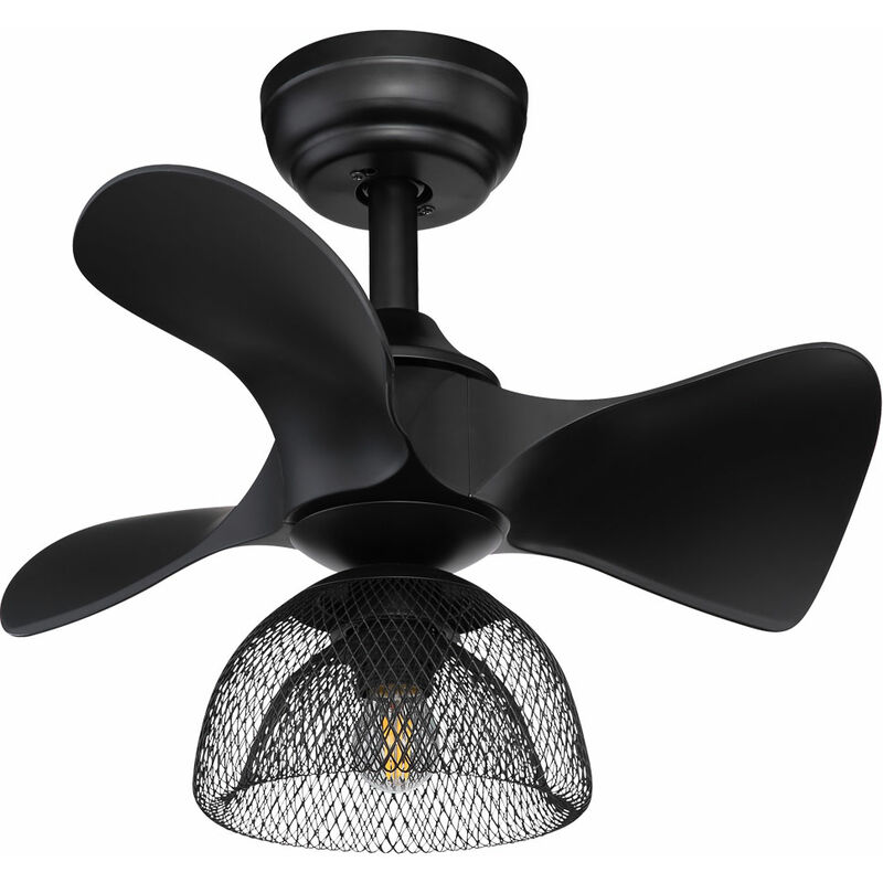 Image of Ventilatore da soffitto con telecomando modalità estate inverno ventilatore timer con illuminazione, 1 E27 max 60 watt, metallo nero, 3 livelli, DMxH