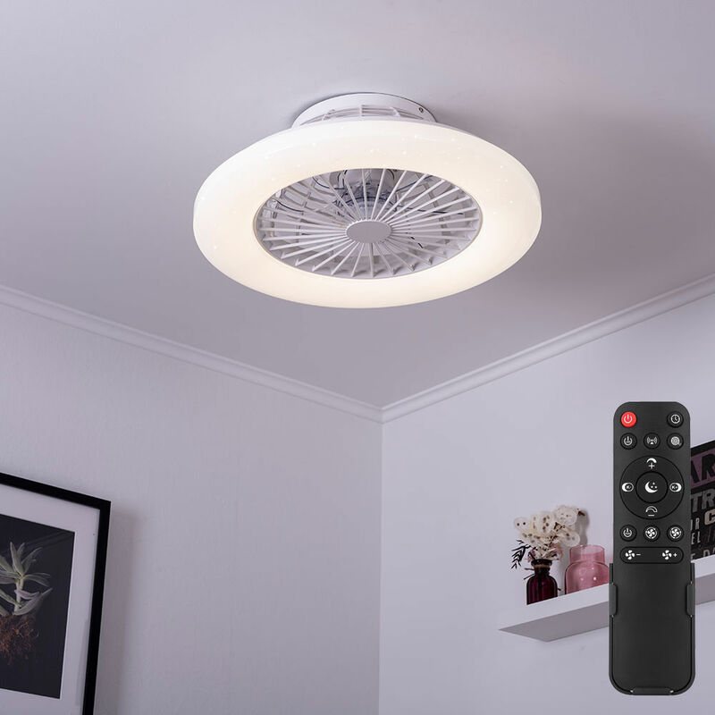 Image of Ventilatore da soffitto con telecomando Plafoniera con ventilatore Lampada ventilatore dimmerabile, timer CCT effetto stella, LED 30W 1800lm