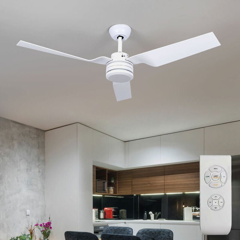 Image of Etc-shop - Ventilatore da soffitto con telecomando ventilatore da soggiorno, bianco, modalità estate/inverno, timer 3 velocità, 132 cm