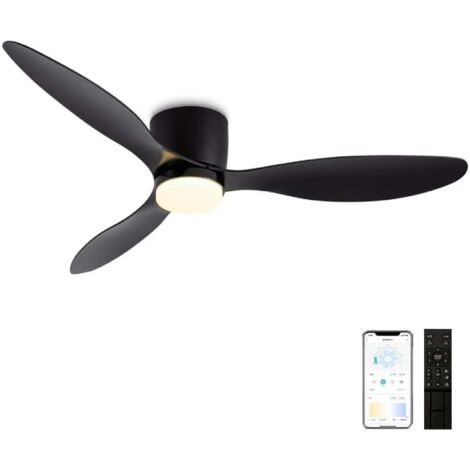 Ventilatore da soffitto da 42 pollici con luce e telecomando, motore CC reversibile, silenzioso e illuminato, 6 velocità con timer, ventilatore da soffitto moderno e leggero, nero