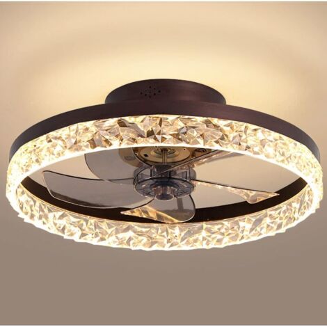 Ventilatore da soffitto da 50 cm con luce, LED dimmerabile, timer a 6 velocità, con telecomando, marrone