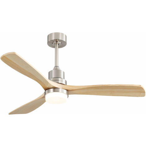 Ventilatore da soffitto da 52 pollici con luce LED dimmerabile, telecomando a 6 velocità, 3 pale in legno, motore CC reversibile per camera da letto