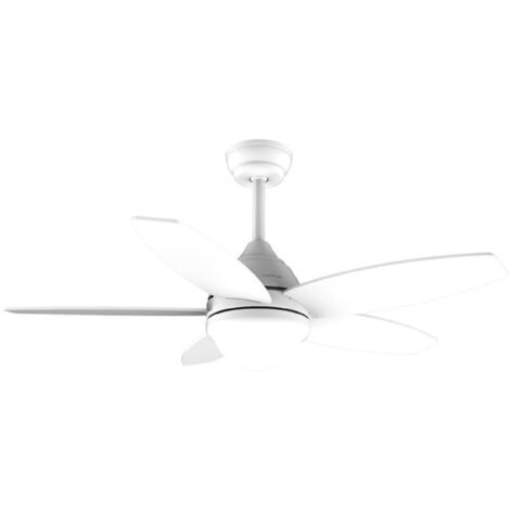 Ventilatore da soffitto da 53 W e 42" con luce LED da 15W, 3 tonalità selezionabili, telecomando, timer programmabile, 3 velocità e 5 pale.