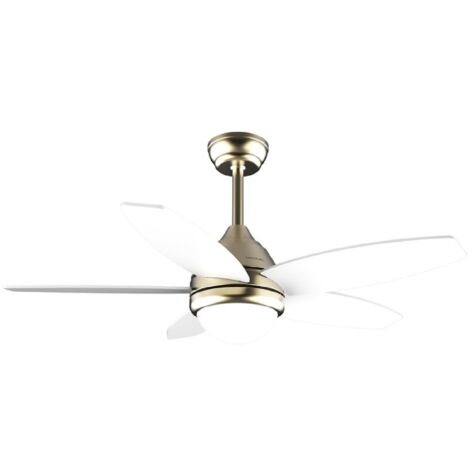 Ventilatore da soffitto da 53 W e 42" con luce LED da 15W, 3 tonalità selezionabili, telecomando, timer programmabile, 3 velocità e 5 pale.