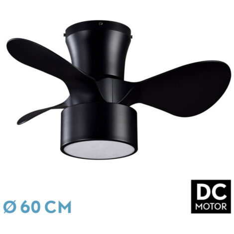 Ventilatore da soffitto DC Kos Nero 24W 3 Pale