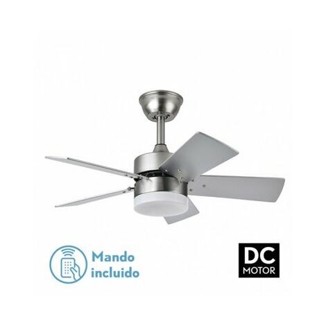 Ventilatore da soffitto, Artus DC Silver, DC, 116cm, corpo niquel/ pale  argento, con luce, telecomando, Lba Home.