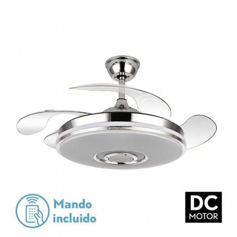 Ventilatore da soffitto, Artus DC Silver, DC, 116cm, corpo niquel/ pale  argento, con luce, telecomando, Lba Home.