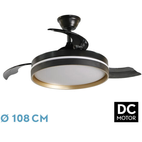 Ventilatore da soffitto dimmerabile DC "Mandarin" con telecomando (72W 3CCT 7200lm) nero e oro