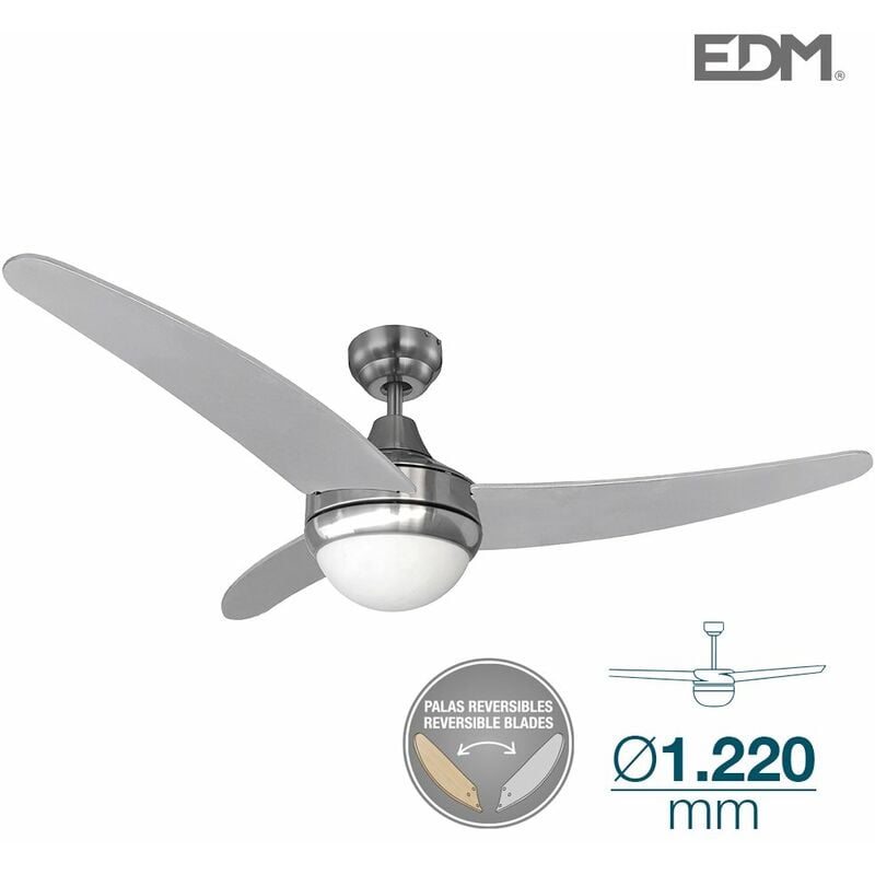 Image of Ventilatore da soffitto modello egeo cromo potenza: 60w pale: ø122cm con telecomando EDM