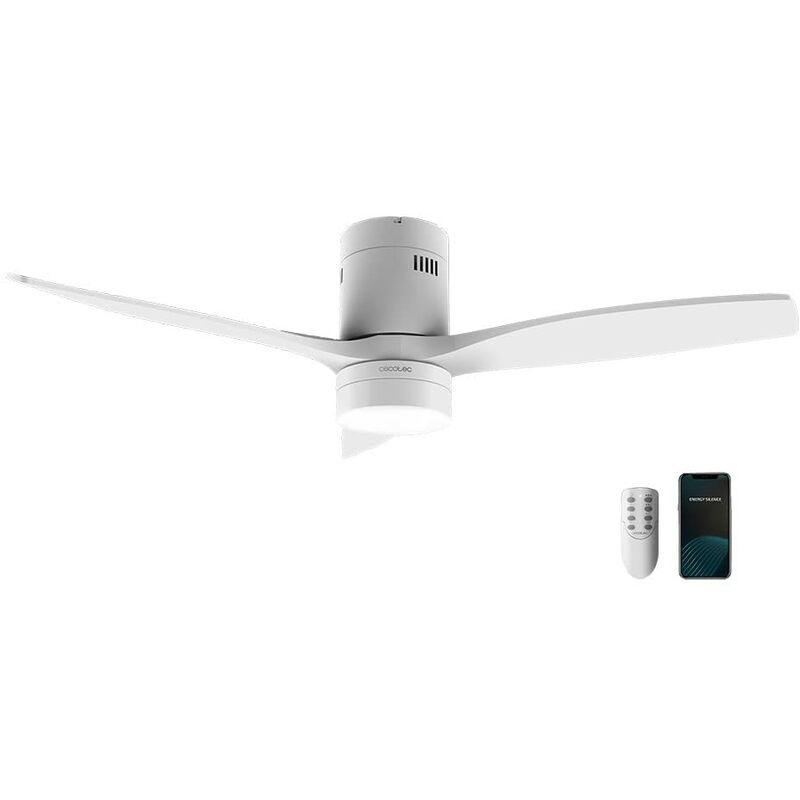 Image of Ventilatore da soffitto con luce e Wifi EnergySilence Aero 5600 White Aqua Connected. 40 w, 52 con 3 pale, telecomando, Adatto per uso esterno,