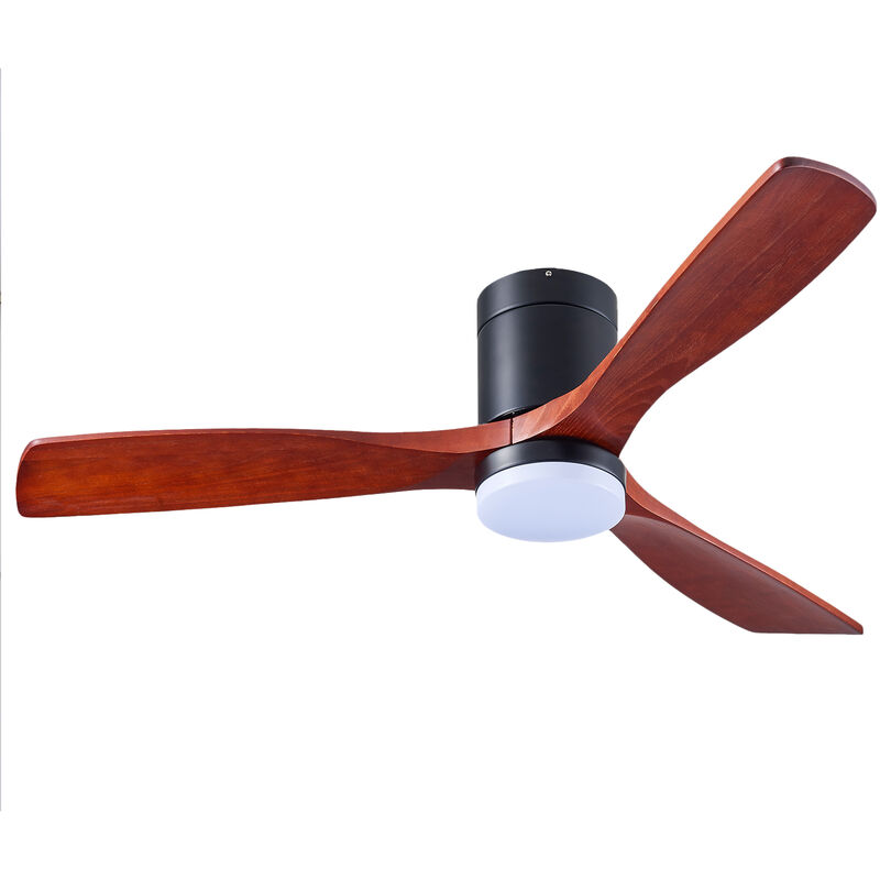 Image of Ventilatore da soffitto in legno con luce led , silenzioso, 3 temperature colore, Φ132H28cm,Motore dc, con telecomando,Colore legno + bianco