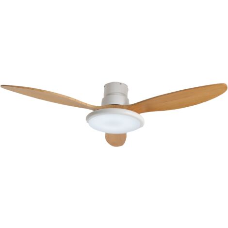 Ventilatore da Soffitto in Legno Massello con Lampada Led con Telecomando 40W DC Legno Chiaro