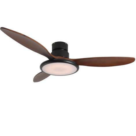 Ventilatore da Soffitto in Legno Massello con Lampada Led con Telecomando 40W DC Legno Scuro