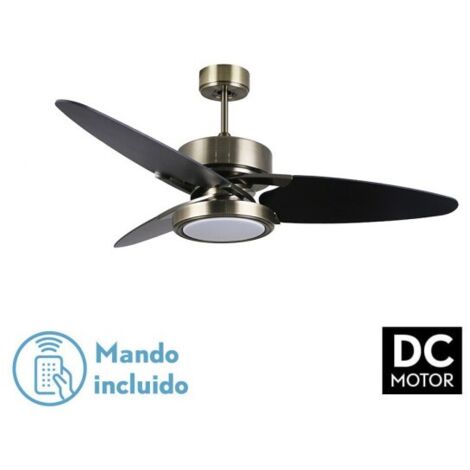 Ventilatore da soffitto in pelle DC Cross 30W 3 pale Noce Nero