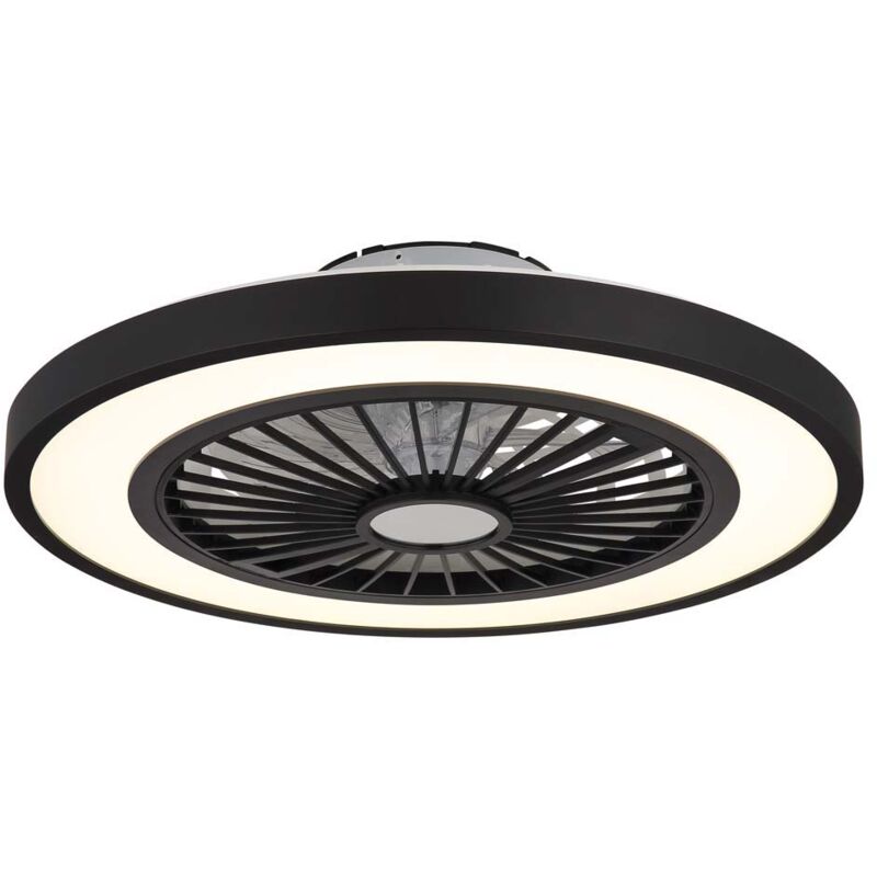 Image of Ventilatore da soffitto lampada da soffitto lampada da soggiorno camera da letto, metallo plastica nero, telecomando dimmerabile rotazione
