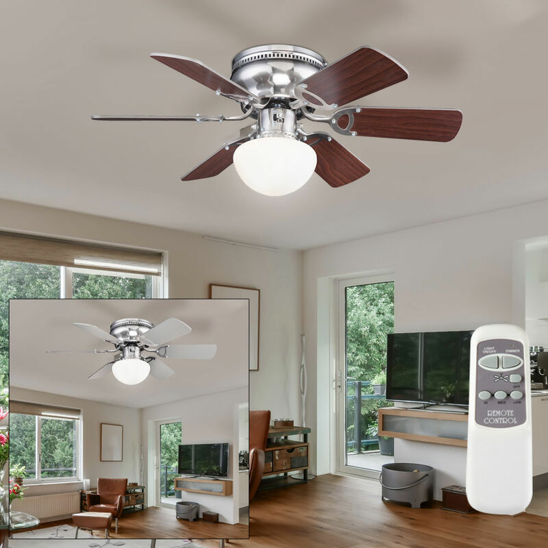 Image of Ventilatore da soffitto lampada da soffitto ventilatore con telecomando, interruttore di raffreddamento avanti e indietro a 3 livelli, metallo mdf