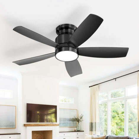 Ventilatore da soffitto nero con luci, DC, 106,6 cm, 5 pale in ABS