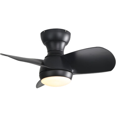 Ventilatore da soffitto per camera da letto da 23 pollici con dimmer a 3 colori, 3 pale in ABS, telecomando, motore CC, nero, con luce LED da 18 W