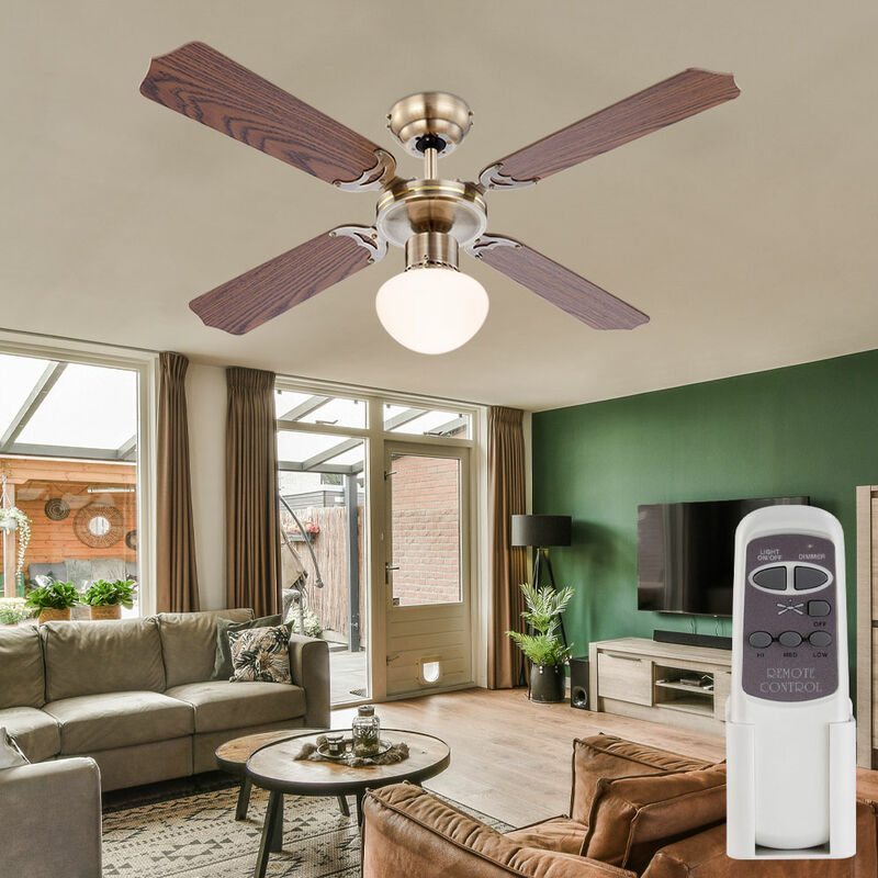 Image of Ventilatore da soffitto con interruttore a tirante Lampada ventilatore da soffitto Ventilatore a 3 velocità con telecomando Plafoniera,