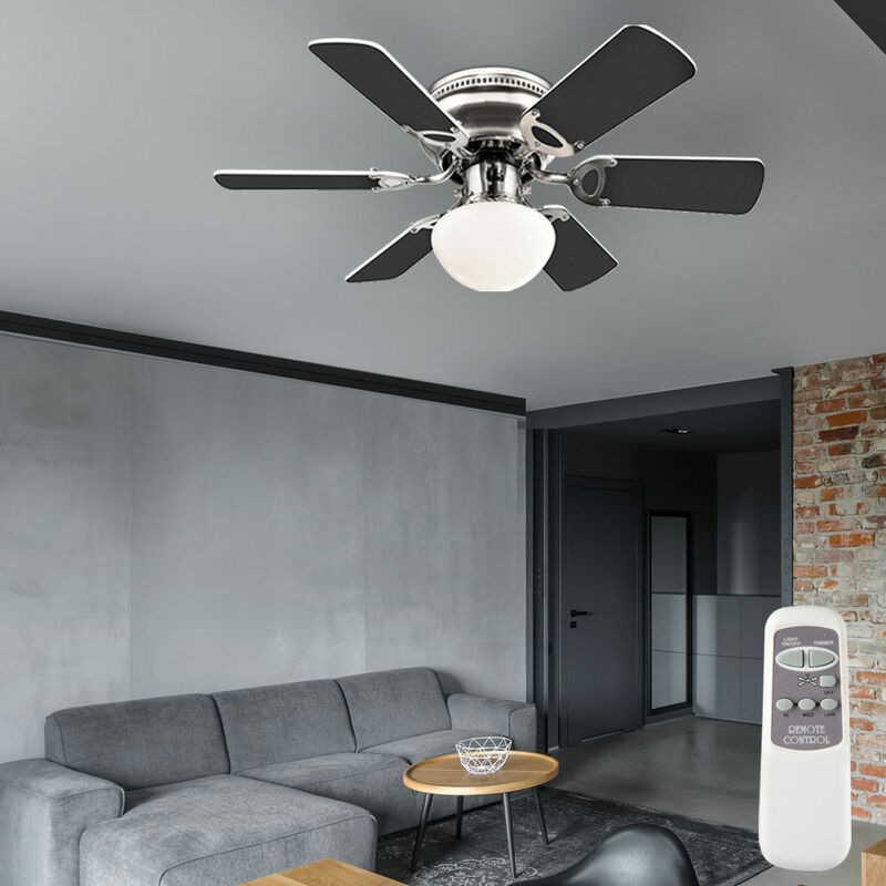 Image of Ventilatore da soffitto, plafoniera, plafoniera, ventilatore in legno, telecomando, interruttore a tirante, pale reversibili, mdf vetro opalino, 1x