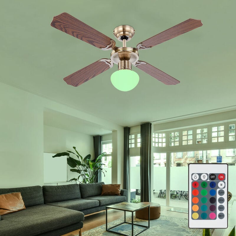 Image of Etc-shop - Ventilatore da soffitto a led con interruttore a tirare ventilatore lampada da soffitto telecomando ventilatore plafoniera dimmerabile,