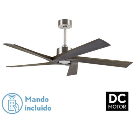 Ventilatore da Soffitto Rustico DC Nadir Nickel 5 Pale Senza Luce