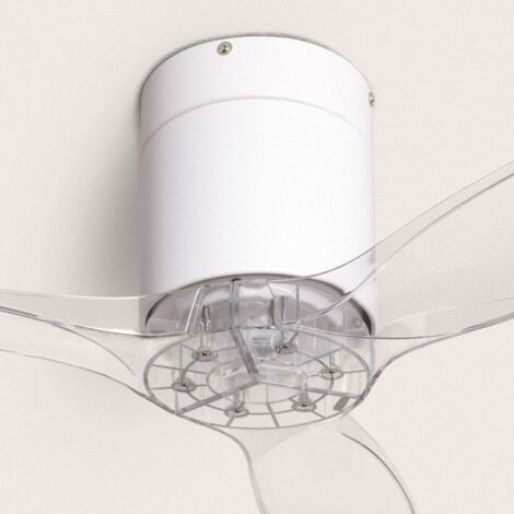 TECHBREY Ventilatore da Soffitto Silenzioso Angistri Bianco 132cm Motore DC, Colore Lama: Trasparente, Telecomando, Senza Luce, WiFi: False