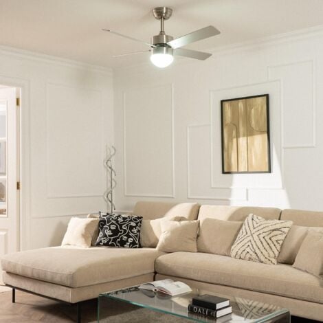 TECHBREY Ventilatore da Soffitto Silenzioso Cygnus Nickel 107cm Motore DC Argento