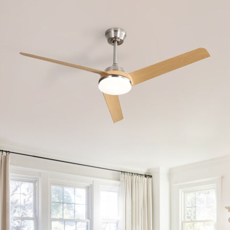 Ventilatore da soffitto Sofucor in nichel con luce LED da 22 W, 132 cm