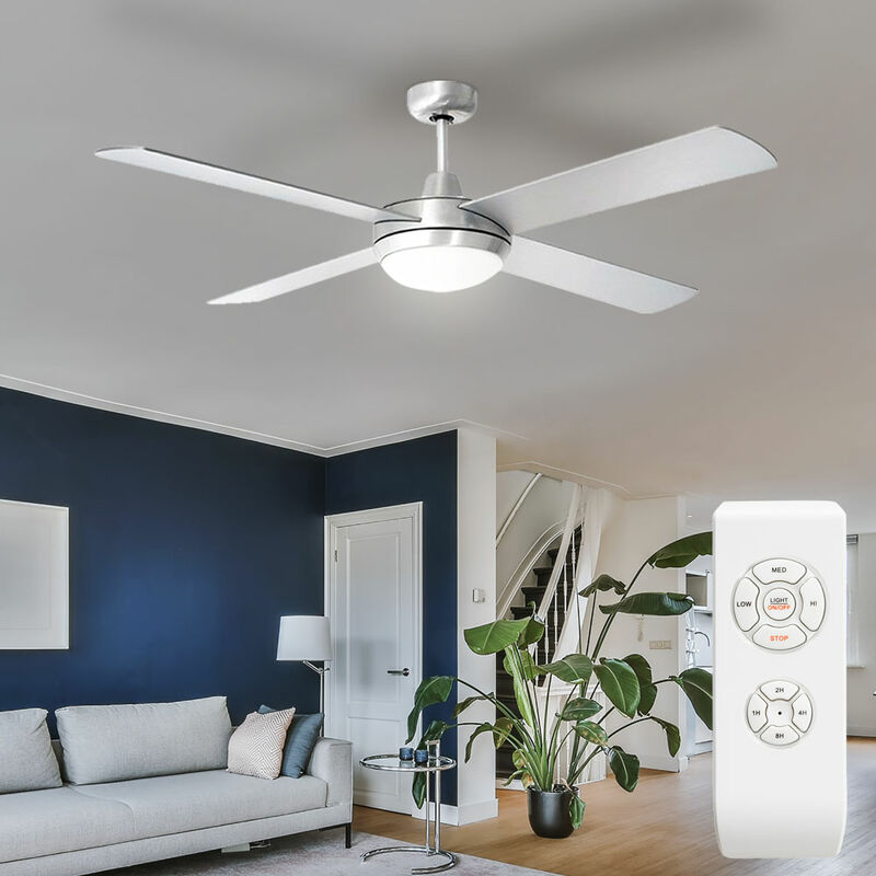 Image of Etc-shop - Ventilatore da soffitto a led con telecomando Timer a 3 fasi avanti e indietro 132 cm argento