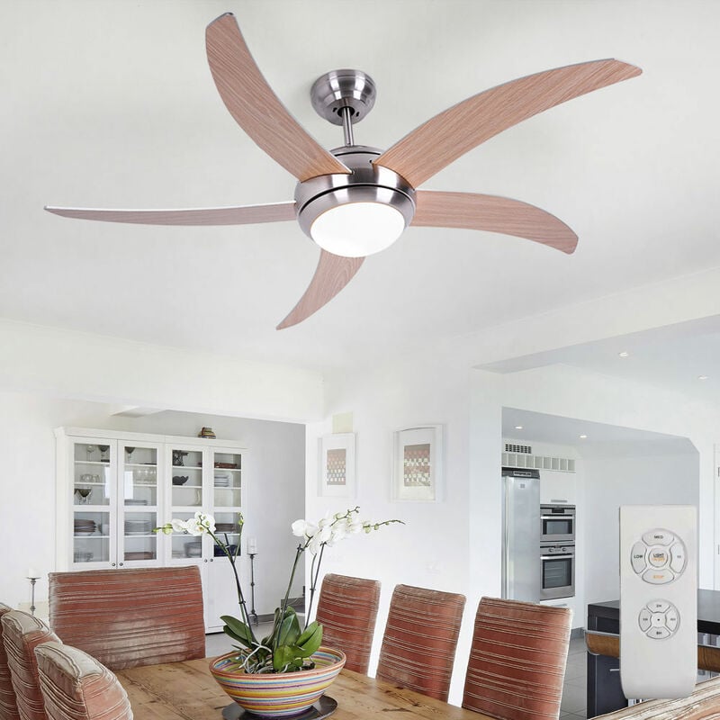 Image of Etc-shop - Ventilatore da soffitto a led con timer telecomando avanti e indietro 3 livelli 132 cm marrone