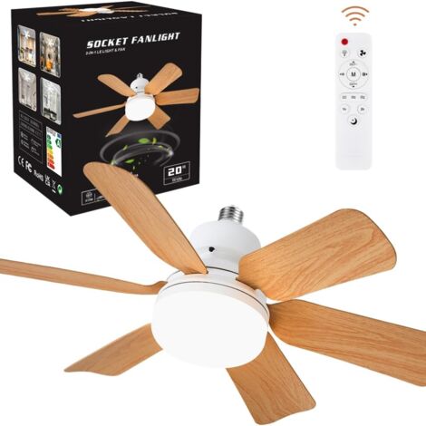 Ventilatore da soffitto Ulisem con luce e telecomando, ventilatore da soffitto dimmerabile a LED
