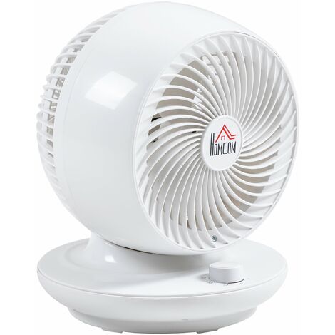 Ventilatore da Tavolo 3 Velocità 27x27x34 cm Oscillazione 70° e Inclinazione 90° Bianco