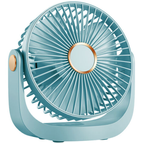 Ventilatore da tavolo con luce notturna, ventilatore portatile silenzioso con batteria ricaricabile USB, rotazione a 360°, 5 impostazioni di velocità, blu