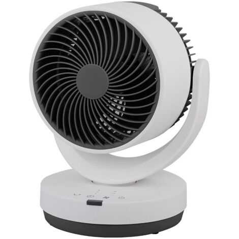 Ventilatore da tavolo oscillante e regolabile "Loira" con telecomando (motore AC 35W, 3 velocità), bianco e nero